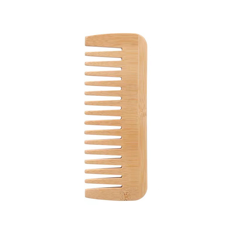 2Pcs/Set Natural Bamboo Wooden Comb Anti-Static Afro Fork Combs Beard Comb Men Women Anti-static Hair Wooden Comb Hair Styling C: Red
