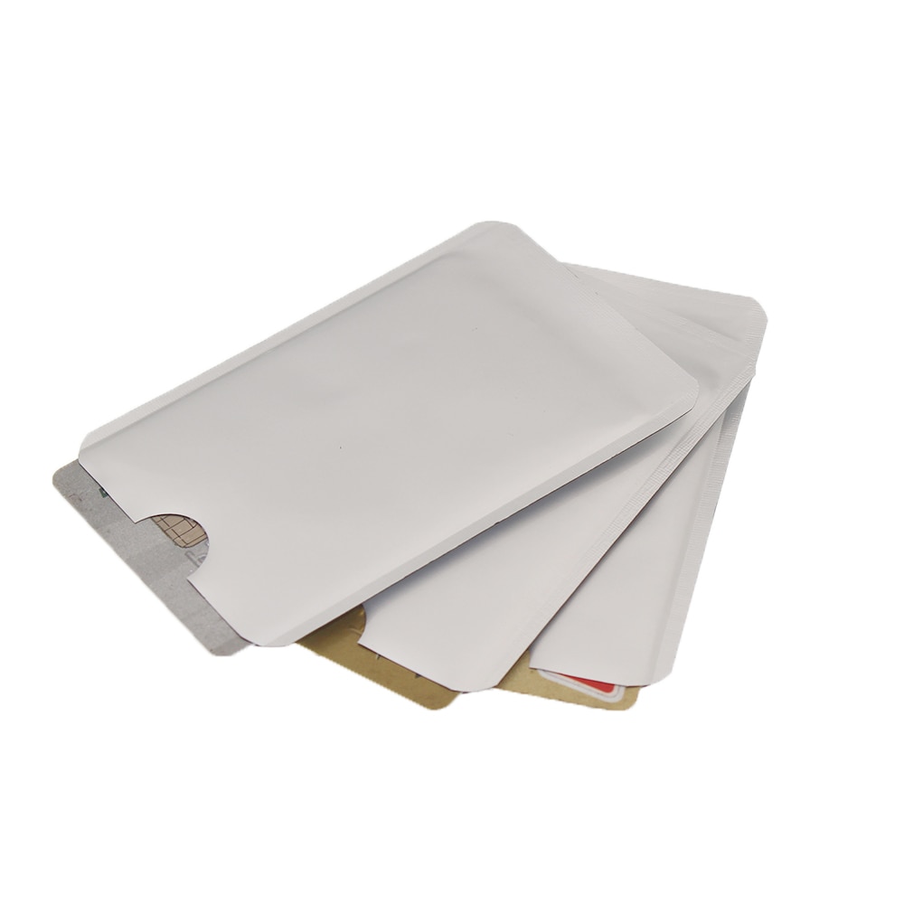 100 stück Anti-Scan-kartenhülse, kredit-rfid-kartenschutz, antimagnetische aluminiumfolie, tragbarer bankkartenhalter