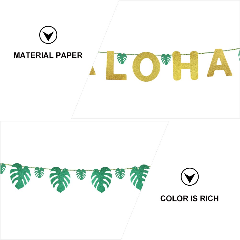 2 Sets Aloha Party Banner Safe Fine Simulation Palm Banner Luau Party Supplies Aloha Banner