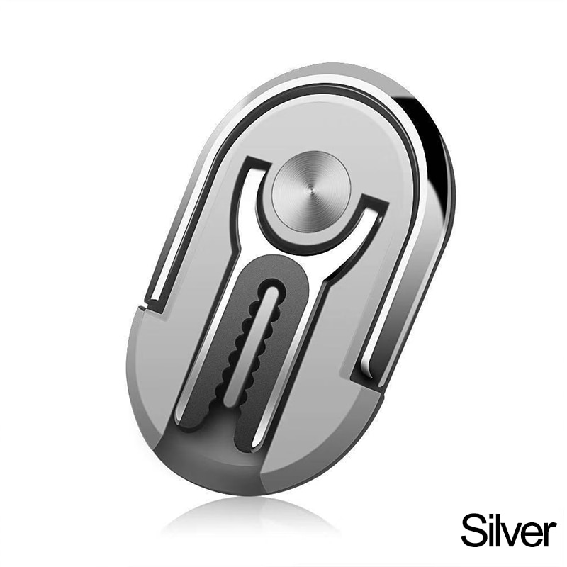 Magnetic rotabl mobile phone holder stand for iPhone Samsung Car Metal finger ring phone stand bracket car phone holder bracket: B-Silver