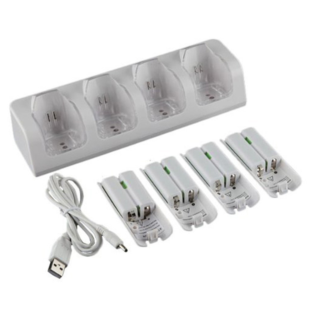 1 Set 4 Slots Adapter for Rechargeable Batteries White
