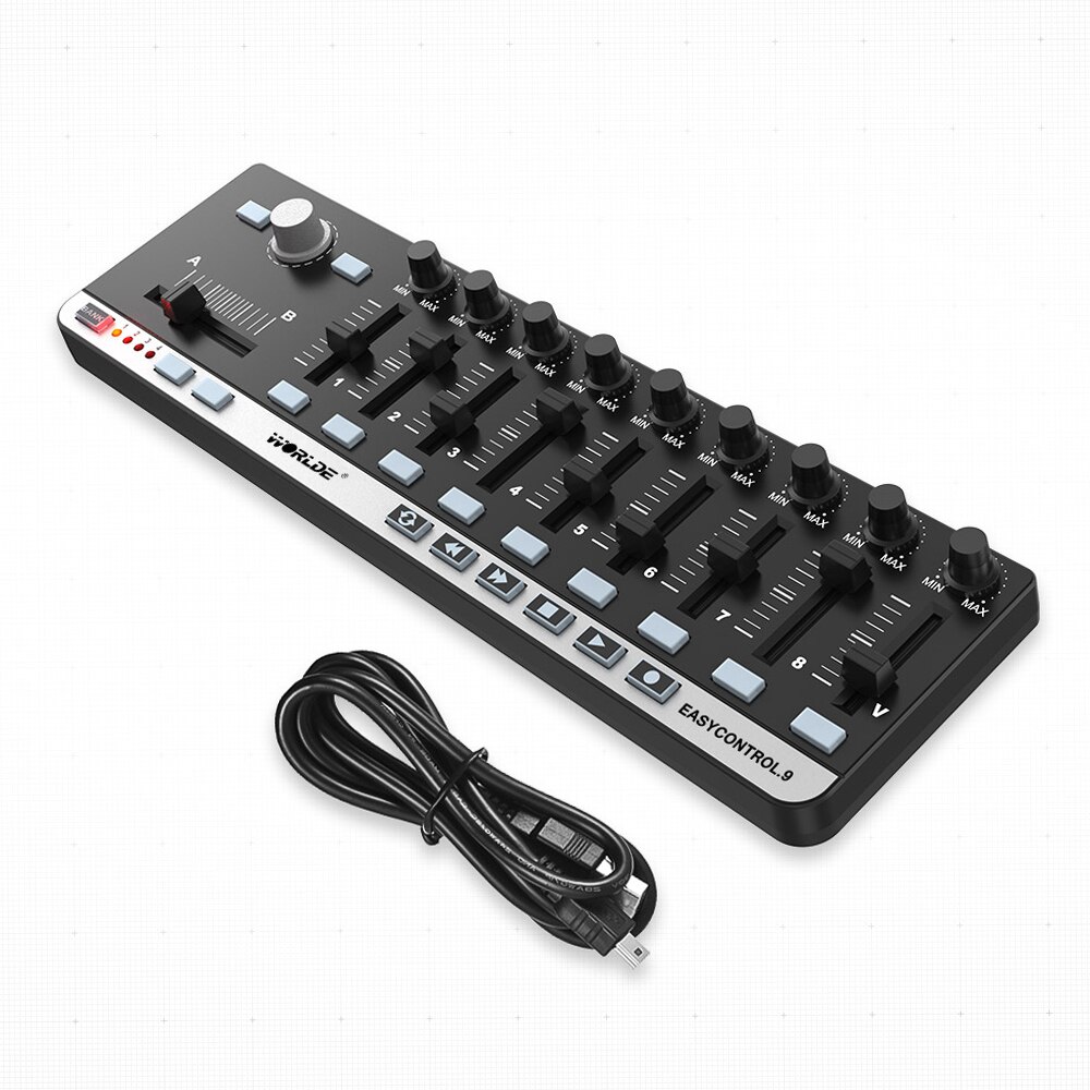 Worlde EasyControl.9 MIDI Controller Portable Mini USB 9 Slim-Line Control MIDI Keyboard Instruments Electronic Organ: Default Title