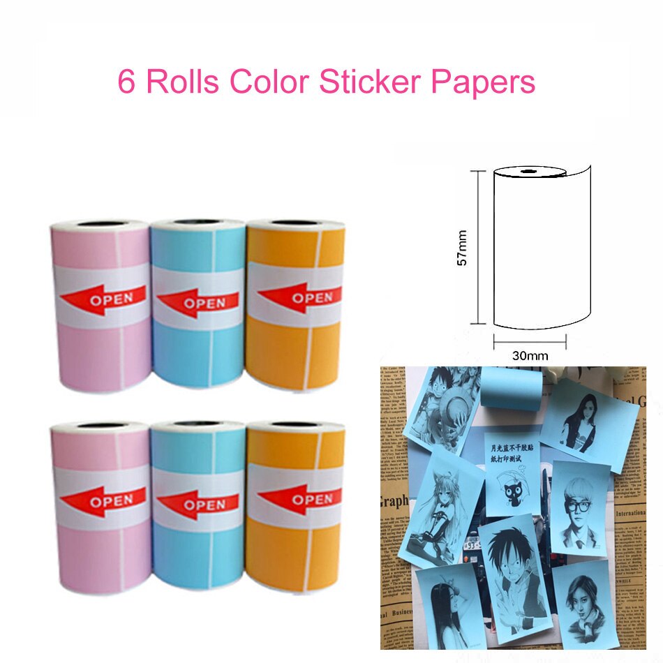 Peripage Mini Pocket Photo Printer Draagbare Mobiele Telefoon Foto Printer Voor Mobiele Telefoon Android Ios Windows: 6 Pcs Color Sticker