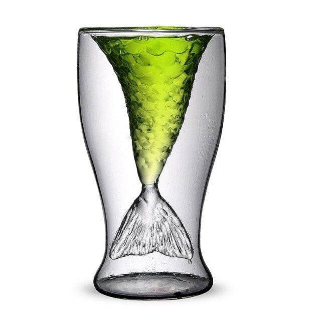 Copa de vino de sirena, vaso de copa de cristal de 100ml, para amantes de las sirenas, 1 unidad