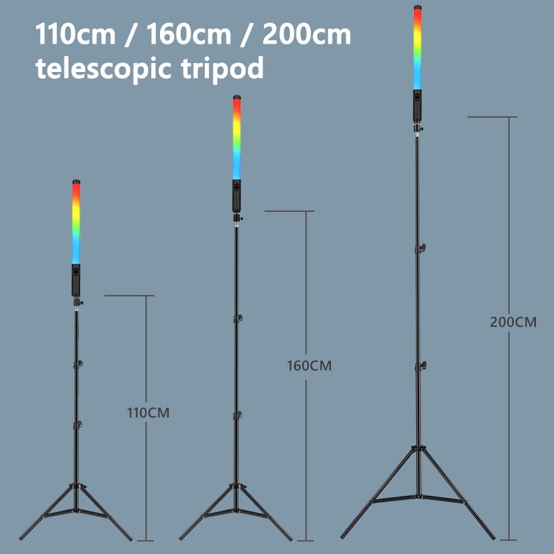 RGB Light Stick Wand With Remote Control Tripod Handheld LED Colorful Lamp With Built-in Rechargable Battery Photography Selfie