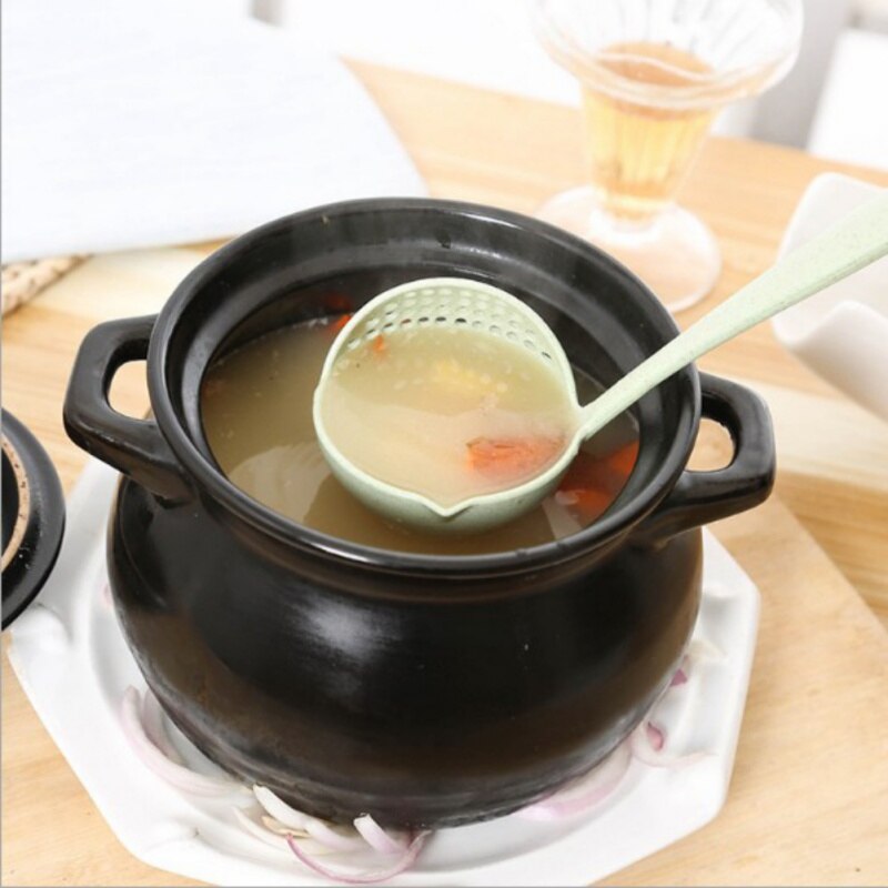 Convenient Pot Tableware Serving Ladle Large Spoon Kitchenware 2 In 1 Soup Spoon Long Shank Kitchen Spoon