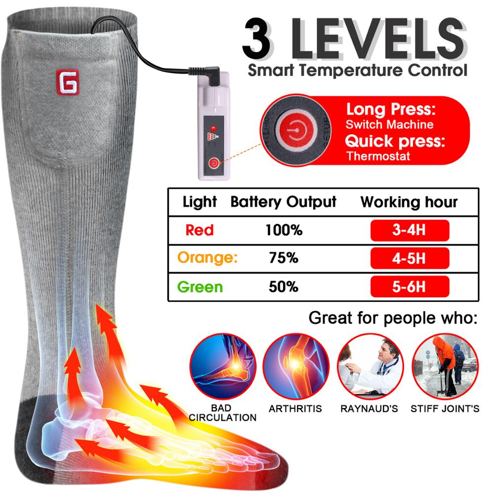 Vinter unisex opvarmede sokker med elektrisk genopladeligt batterisæt til kronisk kolde fødder termisk varm strikning bomuld sox