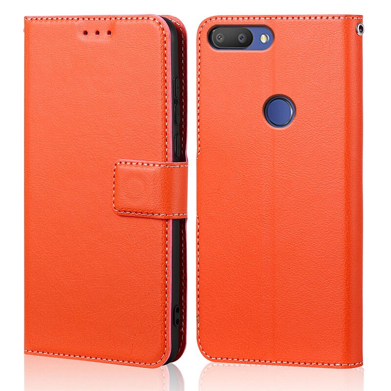 Custodia per Alcatel 1S 2019 custodia Flip PU porta carte di credito in pelle supporto per Alcatel 1S 5024D custodia per telefono custodia protettiva portafoglio borsa Coque: Orange