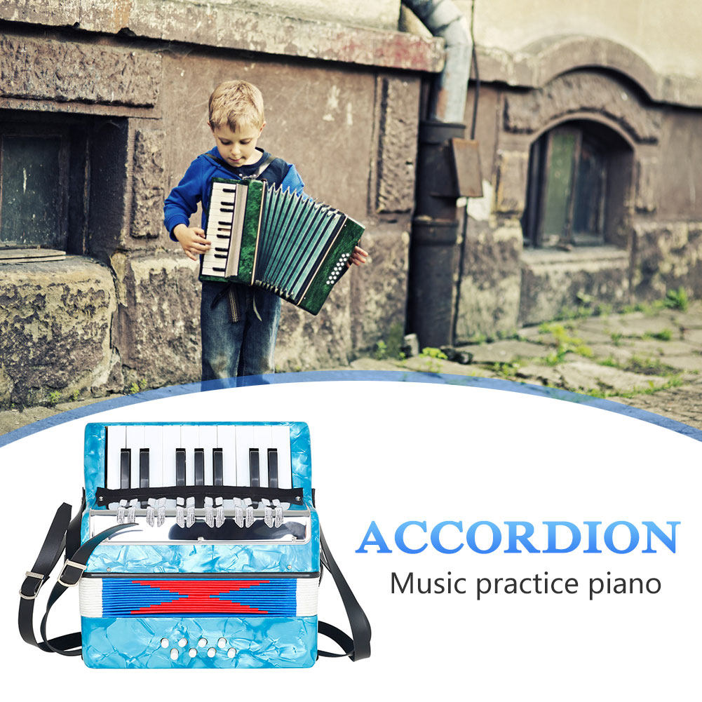 Mini Kleine 17-Key 8 Bas Accordeon Met Verstelbare Riem Professionele Educatief Muziekinstrument Praktijk Speelgoed