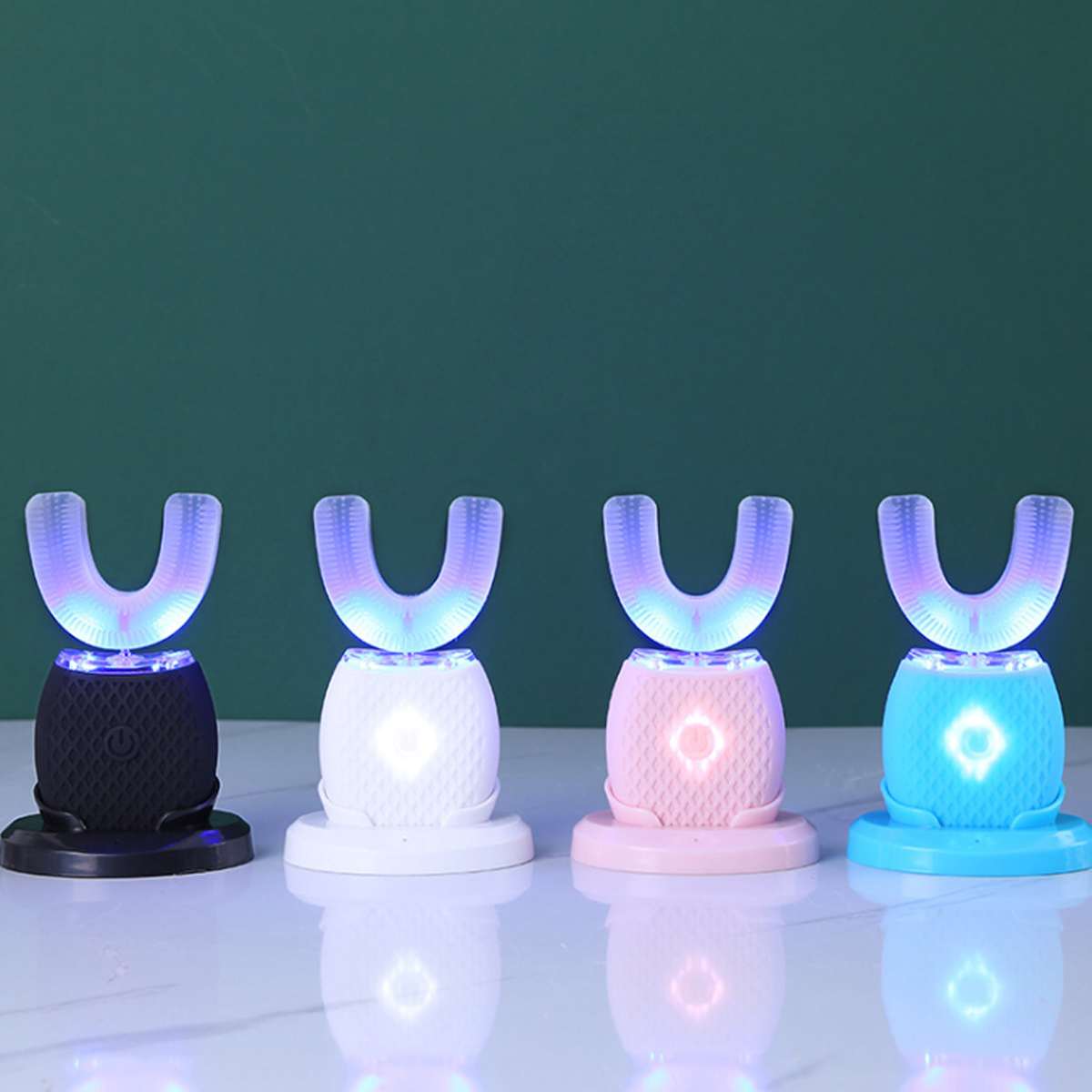 360 grad Intelligente Sonic Elektrische Automatische Zahnbürste Ultra sonic Zahn Pinsel U Form Kopf Mundstück Mit USB Ladegerät