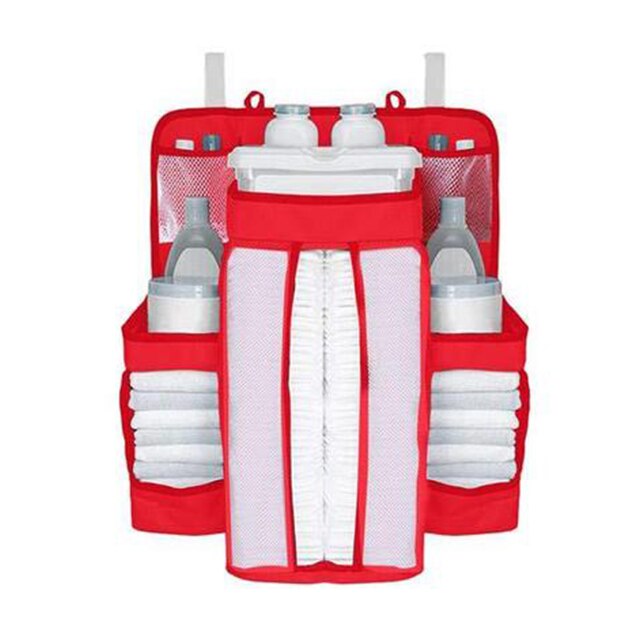 Baby Crib Organizer Opknoping Zakken Voor Pasgeboren Baby Beddengoed Set Organizer Luier Opbergtas Luiertas Kids Bed Linnen: red
