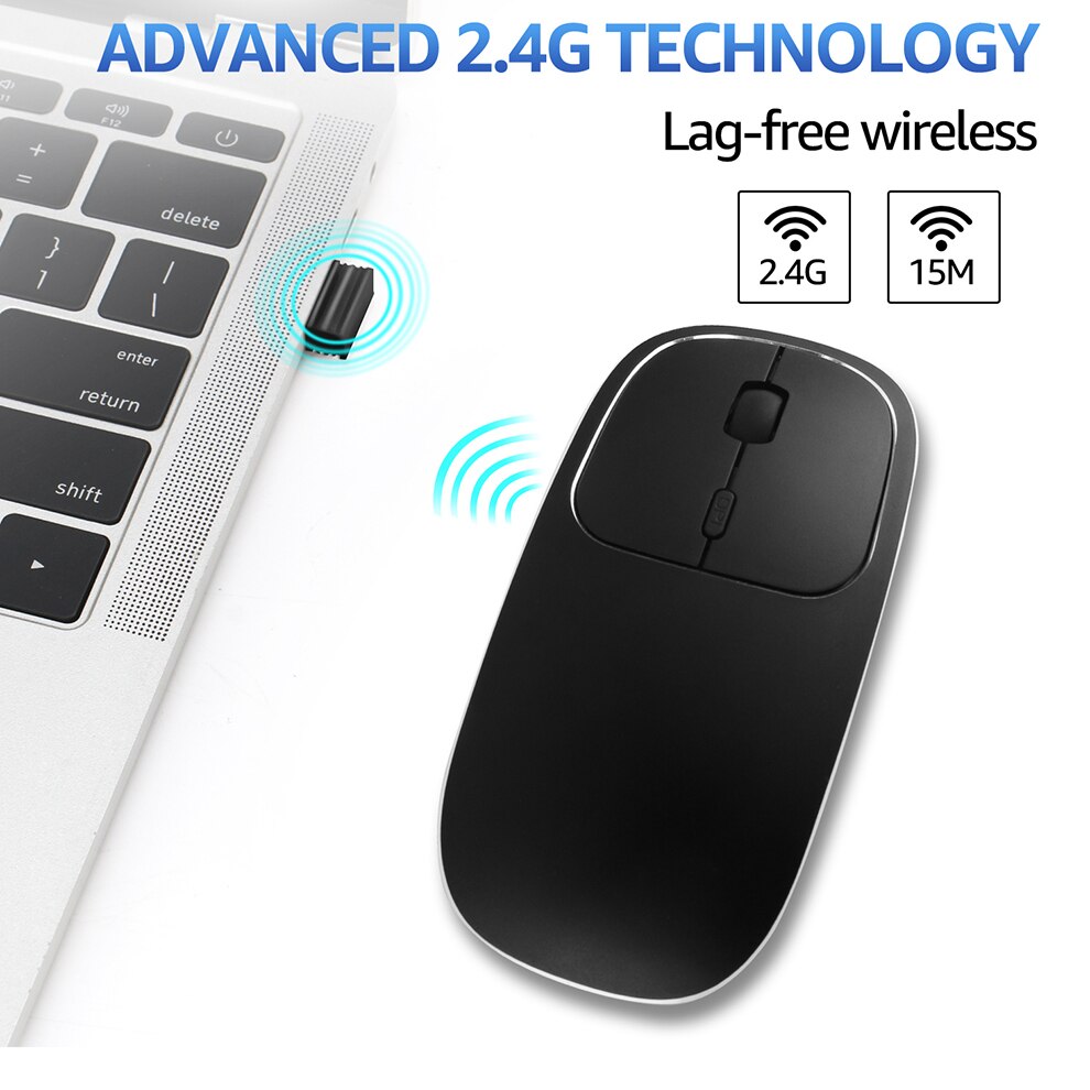 Jelly Comb USB C Wireless Mouse Rechargeable 2.4G Wireless Metal Mouse Slim Silent Type C Mice for Macbook Laptop Notebook PC