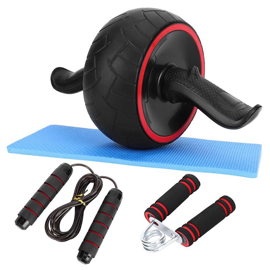 3in1 Abdominal Roller Jumping Rope Hand Grips No Noise Abdominal Wheel with Mat For Arm Waist Leg Exercise Gym Fitness Equipment
