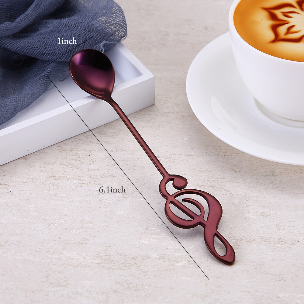 Rvs Koffielepels Spiegel Gepolijst Goud Muziek Symbool Dessert Lepel Koffie Bar Keuken Benodigdheden Thee Accessoires: Mirror purple