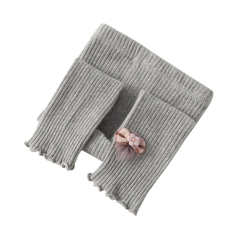 Leggings d'automne à fleurs pour enfants, vêtements tricotés pour bébés filles, bas brillants à la cheville,: QH / S