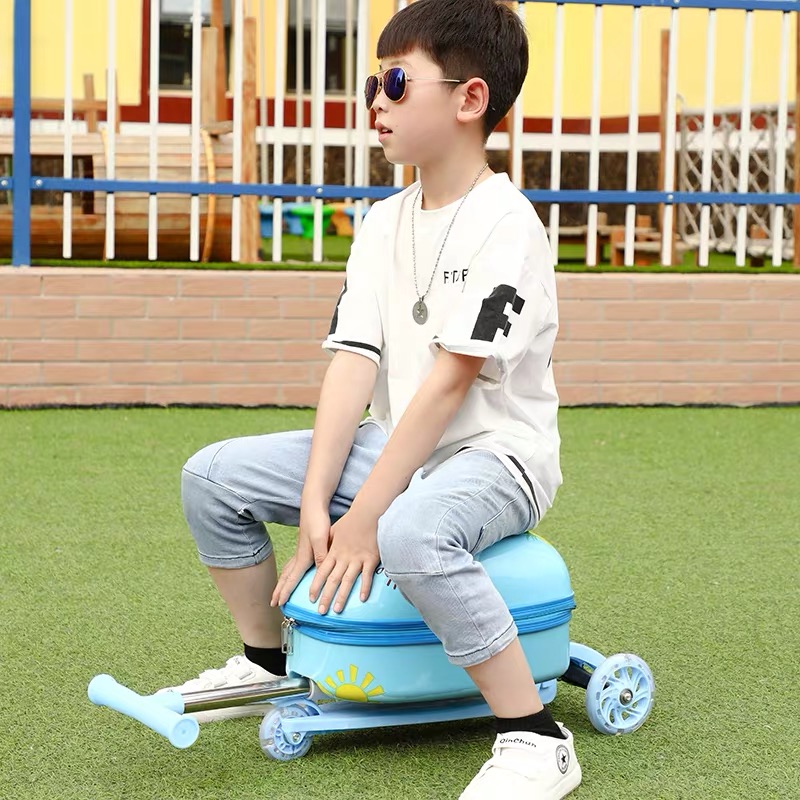 Maleta de patinete para niños con ruedas, bonita maleta de viaje portátil, equipaje de transporte, monopatín, cubierta de carrito perezosa de dibujos animados