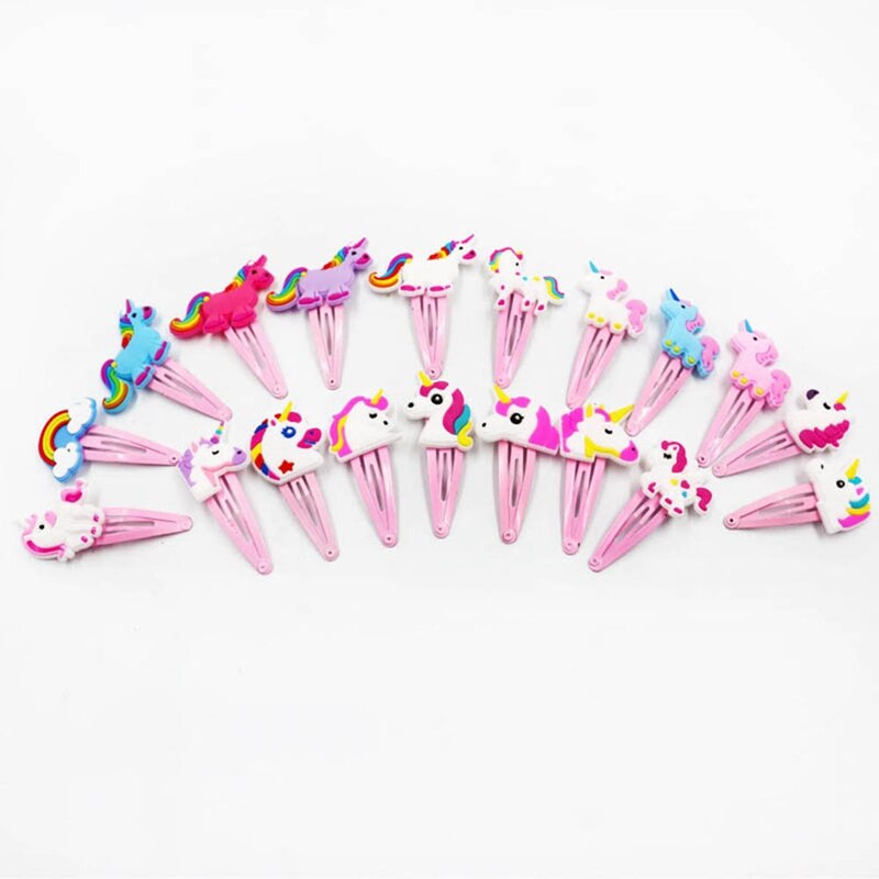 12 unids/lote niños niñas unicornio caballo pinzas encantadoras para el pelo Animal de dibujos animados de horquilla de cabello para Niña Accesorios pelo pasador