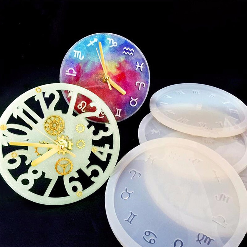 Diy Silicone Klok Mold Epoxyhars Tray Mold Klok Craft Maken Sieraden Accessoires Klei Cement Silicon Klok Mould Ronde