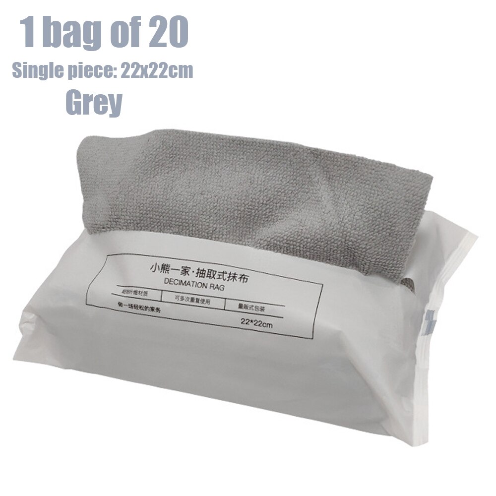 Tipo extractor, 1 caja de 20 trapos desechables de microfibra para cocina, absorbente de aceite, para perezosos, paño de limpieza, toalla, estropajo: Bag-gray