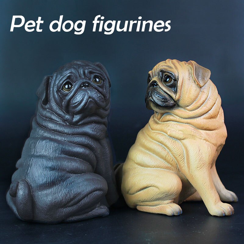 Realistische Herbruikbare Plastic Kunstmatige Pug Hond Model Standbeeld Leuke Voor Home Office Decor Collectible Tt-Best