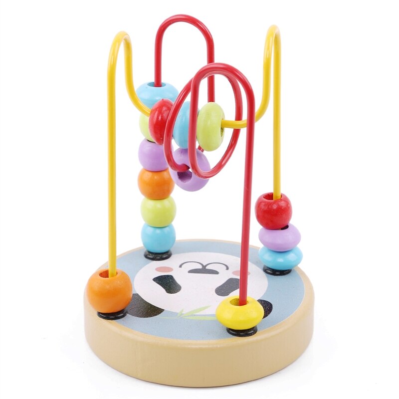 Houten Leuke Cartoon Dier Kind Puzzel Speelgoed Kinderen Kleurrijke Rond Kralen Doolhof Achtbaan Play Game Baby Educatief: Panda