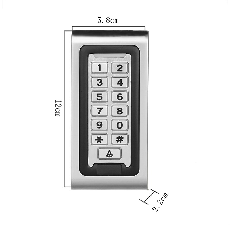 Waterproof Metal 125KHZ Access Control Keypad With 8000 Users+10 Key Fobs For RFID Door Access Control System
