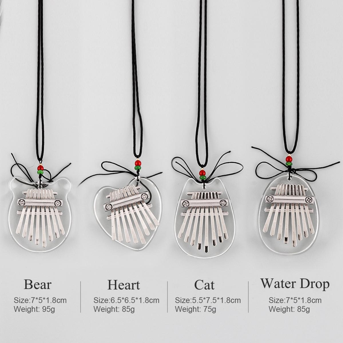 Mini 8 Key Kalimba Crystal Transparent Thumb Piano Bear Heart Cat Water Shape Mbira Musical Instruments