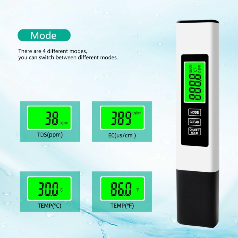 3 in 1 LCD Digital TDS EC PPM Meter Water Purity Tester Drinking Monitor