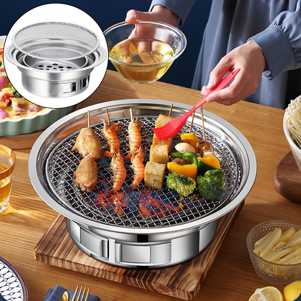 BBQ Charcoal Grill Portable Household Korean Grill for Indoors/Outdoors: Without Plate Rack