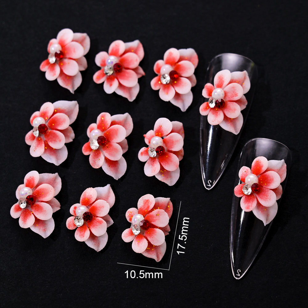 Flores acrílicas 3D para uñas, abalorio para uñas, joyería de perlas pura hecha a mano, accesorios de diamantes de imitación, de flores múltiples, decoración de uñas, 1 ud.: Azul cielo