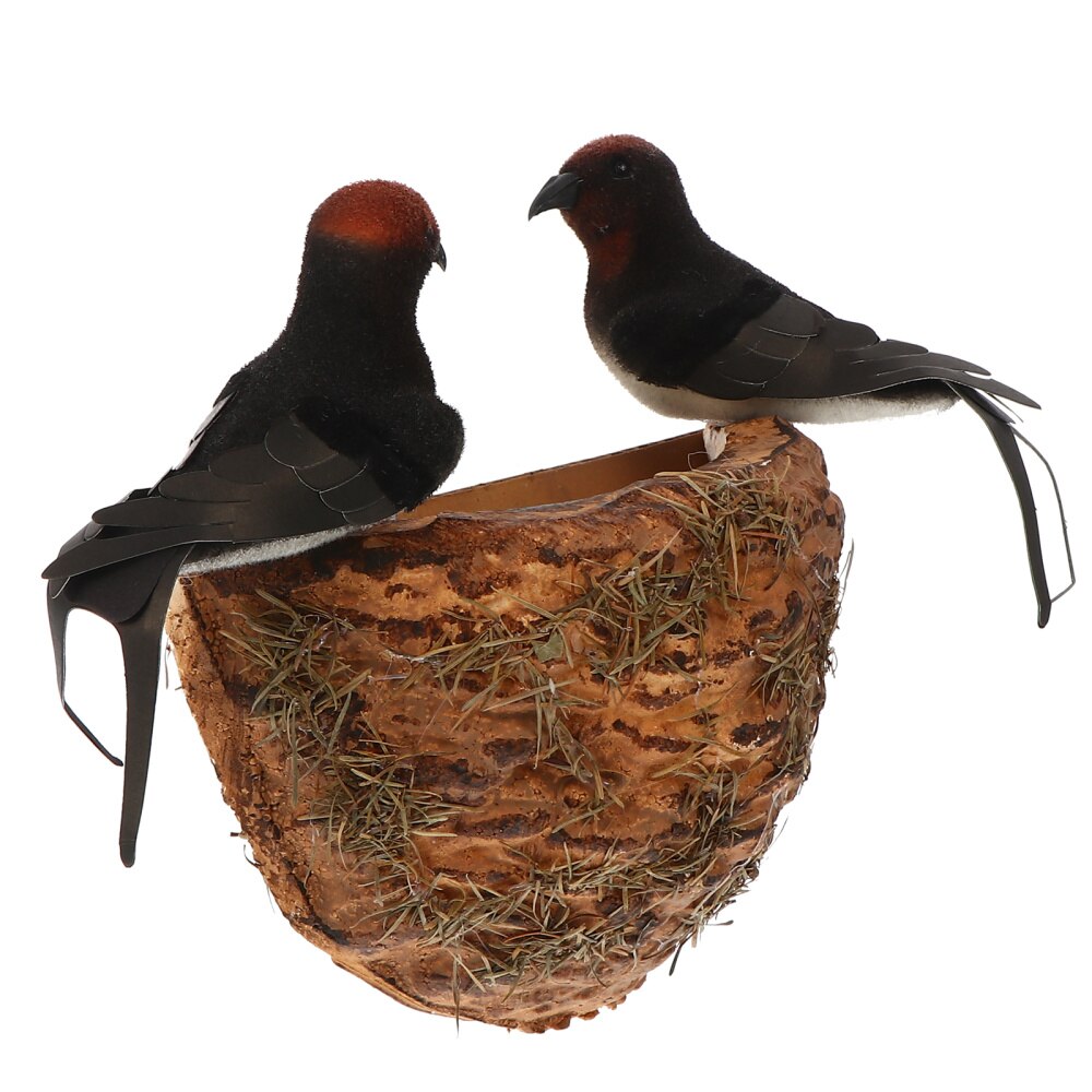 1 Set Artificial Bird Nest Decor Bird Nest Adornment with Simulation Swallows: Default Title