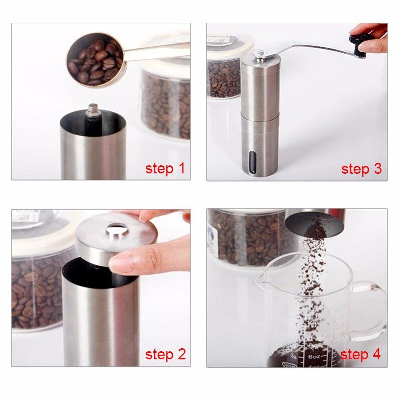 Draagbare Koffiemolen Rvs Keramische Burr Hand Crank Manual Koffiemolen Voor Koffie Liefhebbers Mini Hand Molen Voor Thuis