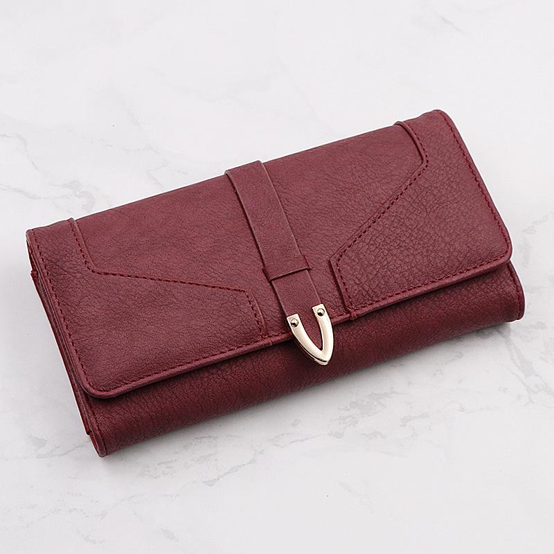 Vrouwen pu leren portemonnee clutch tas voor tienermeisjes minimalistische portemonnee effen kleur vrouwelijke muntzak kaarthouder billetera: Rood