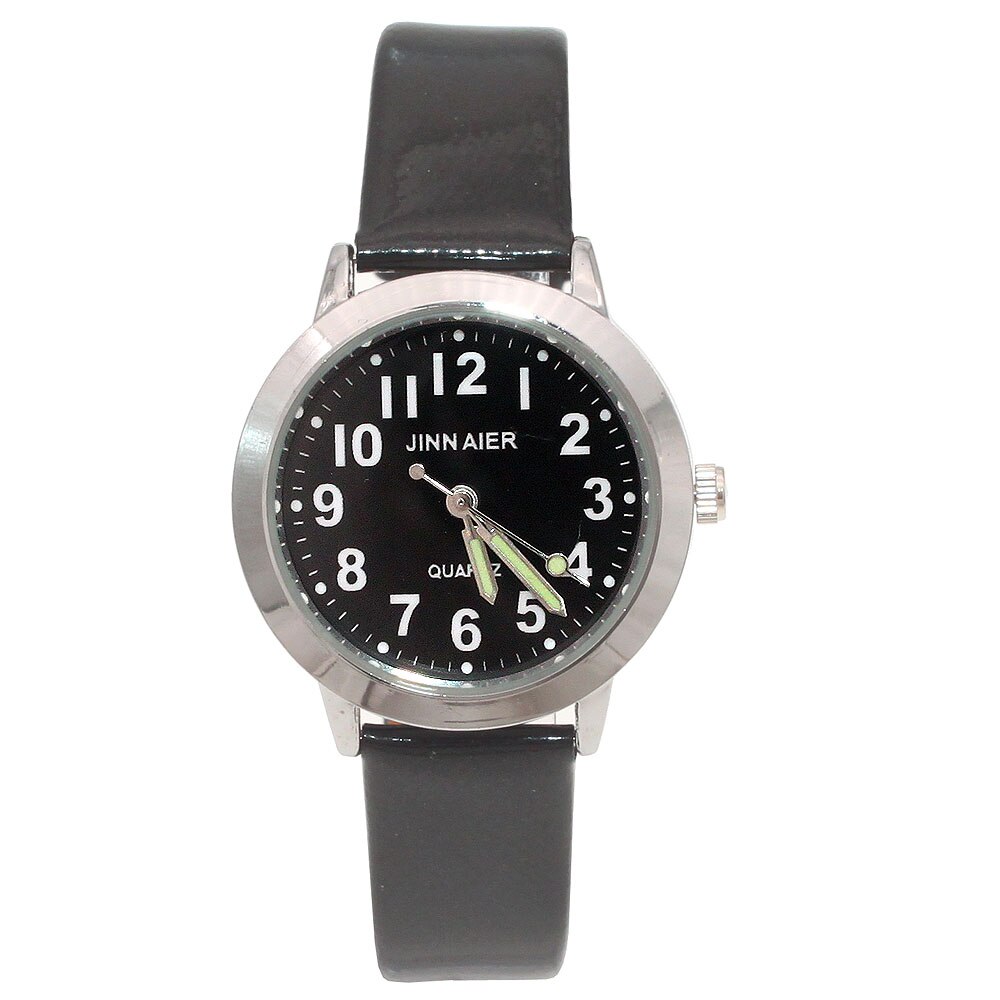 Aangekomen kinderen mooie eenvoudige quartz horloge jongens en meisjes schattige kleurrijke wijzerplaat leren tijd leren klok: Zwart wit nummer