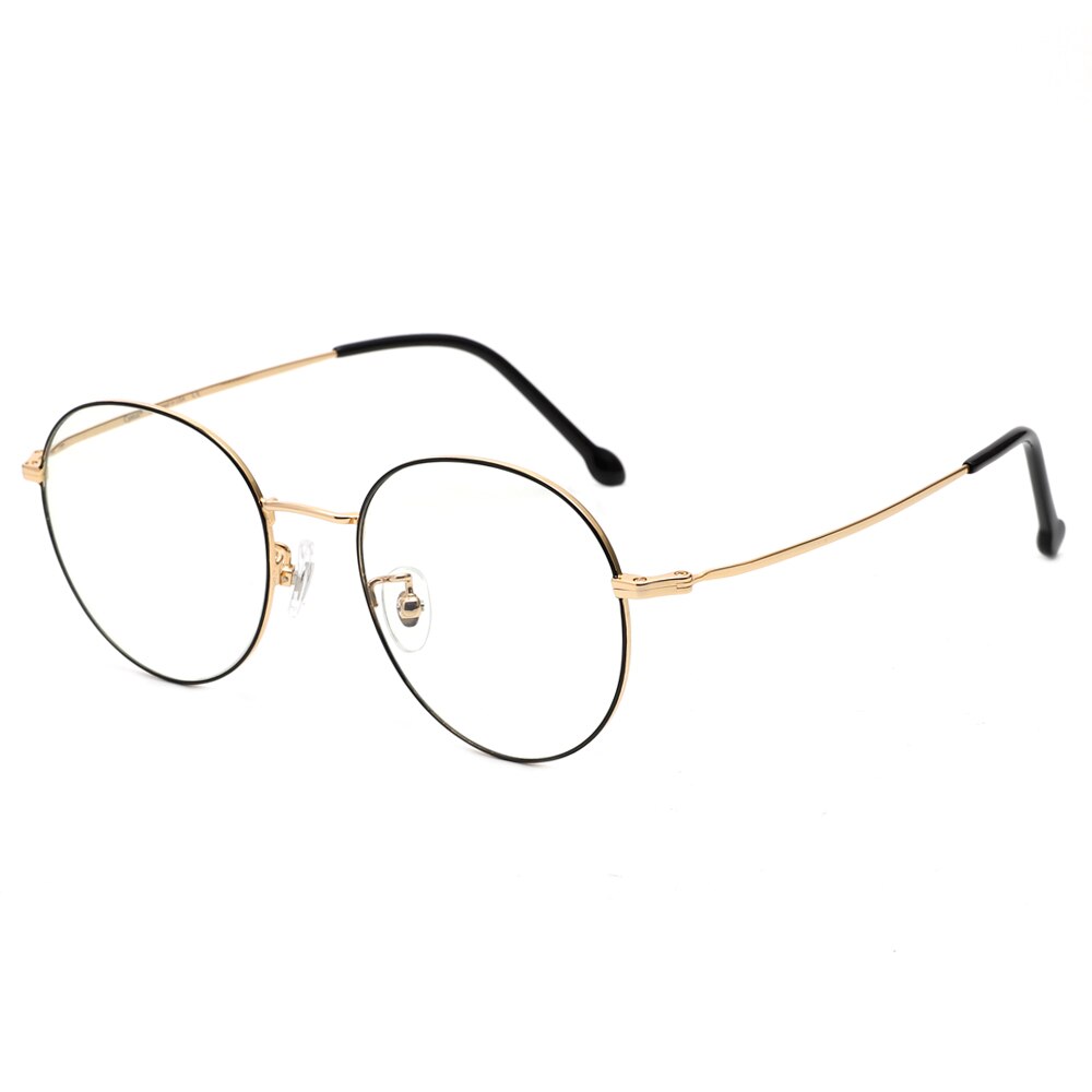 Cyxus Luce Blu di Blocco Del computer Occhiali anti-Occhi Fatigu Protezione UV Coreano del Metallo di Titanio RoundFrame Uomini/Donne Eyewear 8091: nero oro titanio