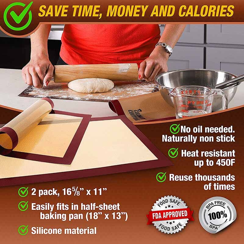 TEENRA 42*29.5cm Macaron Baking Mat Silicone Baking Sheet Non-stick Silicone Baking Pad Rolling Dough Mat Bake Tools