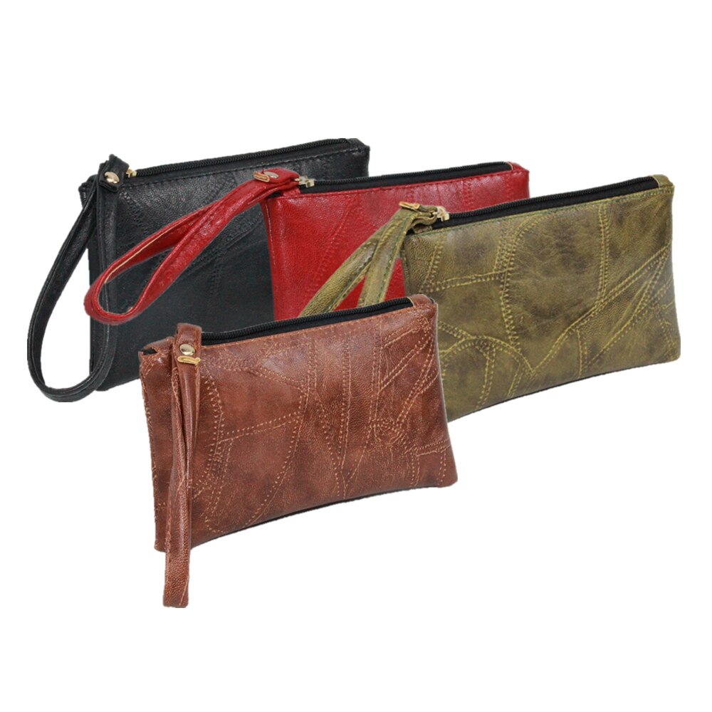 Lralra patchwork heren dames portemonnees pu leren tas rits clutch portemonnee telefoonhouder polsbandje draagbare handtas feest winkelen