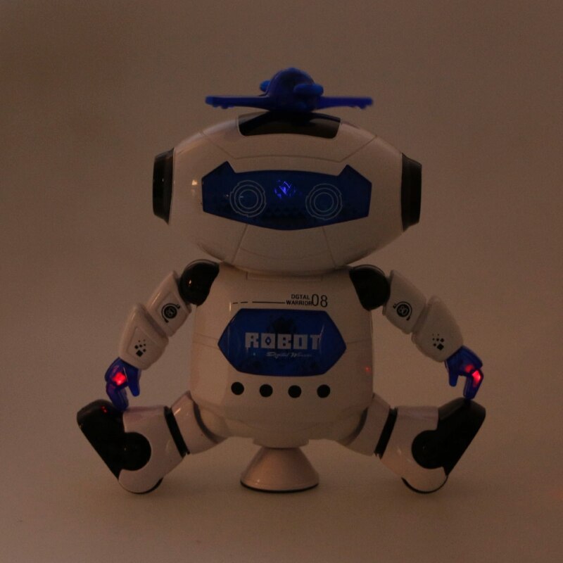 Robot electrónico para caminar y bailar para niños, juguetes con luz musical