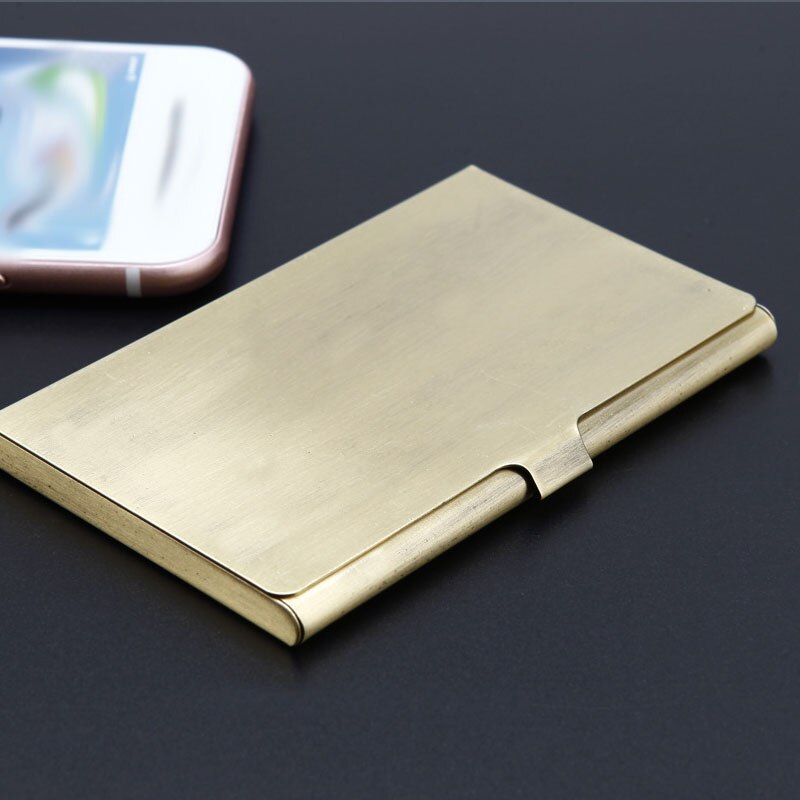 Visitkort etui metal pung id kredit aluminium holder box cover kredit herre let at bære kort: Gul bronze