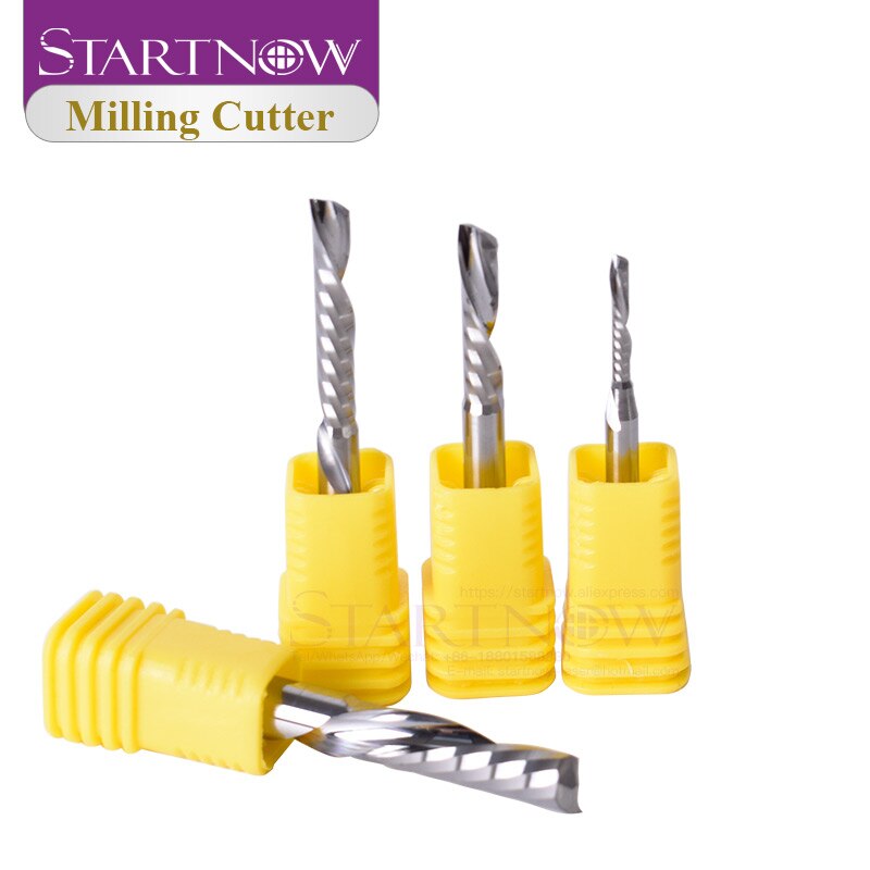 Startnow 5 pièces/lot fraise à coupe vers le bas fraise en bout à cannelure unique 3.175/4/6 carbure de tungstène CNC outil routeur gravure spirale Bits