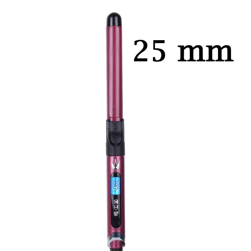 Krøllejern til kvinder hårtang stylingværktøj super tyndt langt krøllet hår bar roterende net rød pink bamse rulle uld lille: 25mm