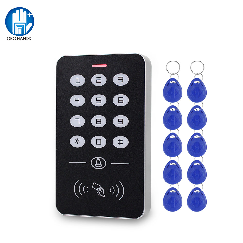 DC12V Electronic Access Control Keypad RFID Card Reader Access Controller with Door Bell Backlight for Door Security Lock System