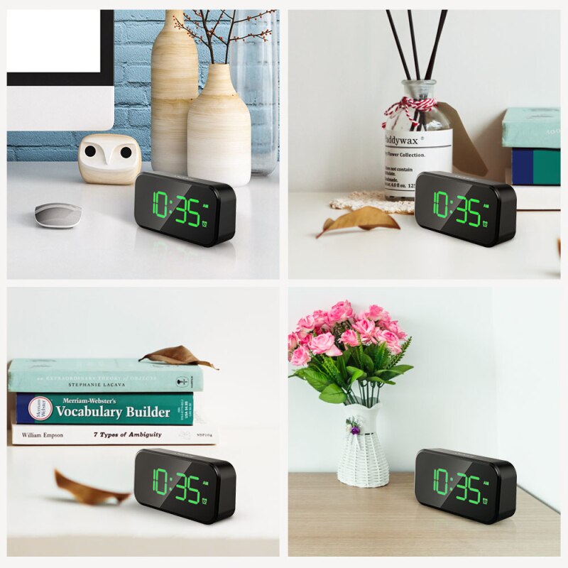 LED Digital Alarm Clock 5-inch Digital Alarm Clock With Full LED Mirror Screen(Without battery) Table clocks Desktop clock