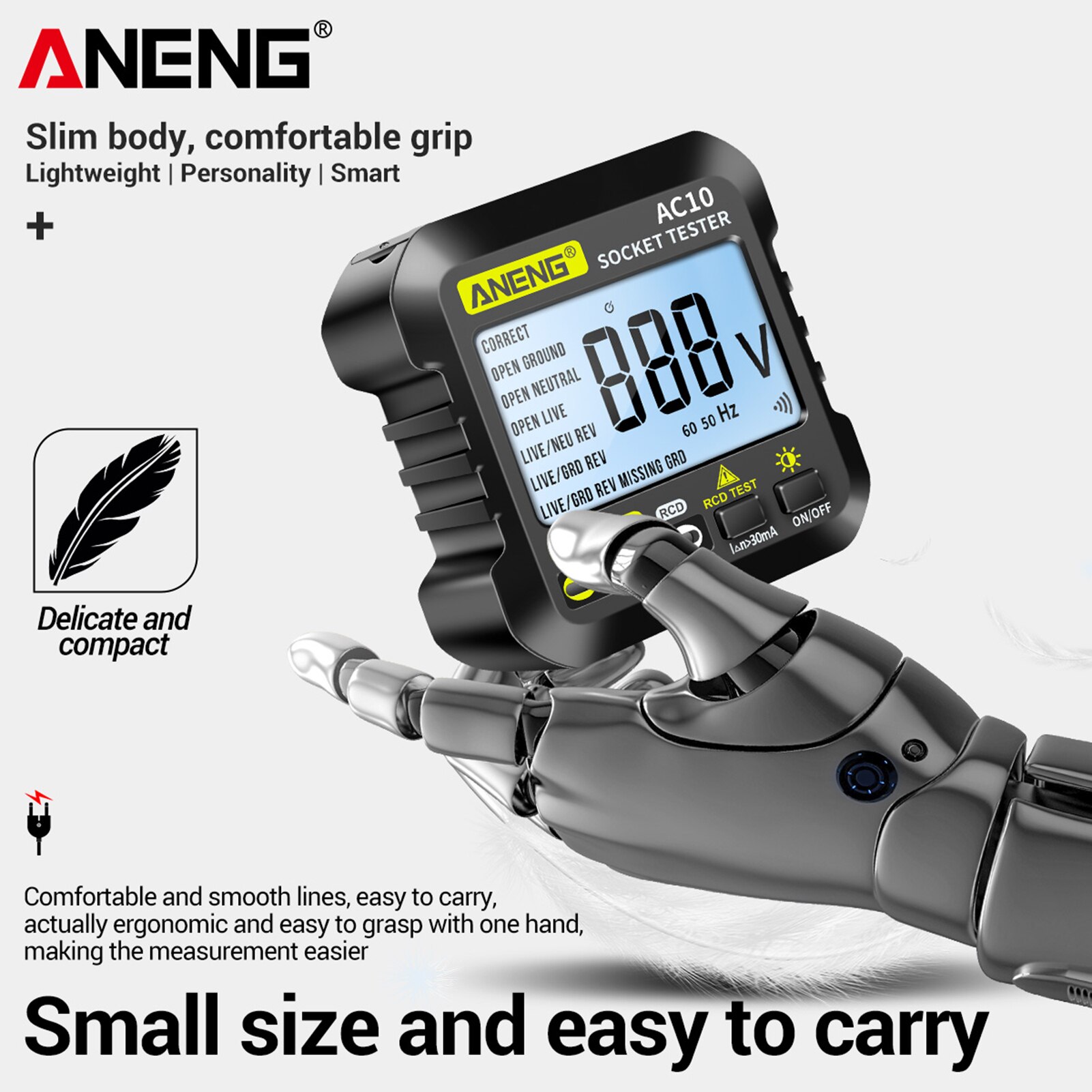 ANENG AC10 Digital Socket Tester Cable Tracker Plug Detector Polarity Phase Check Electroscope Voltmeter Tester Multimeter