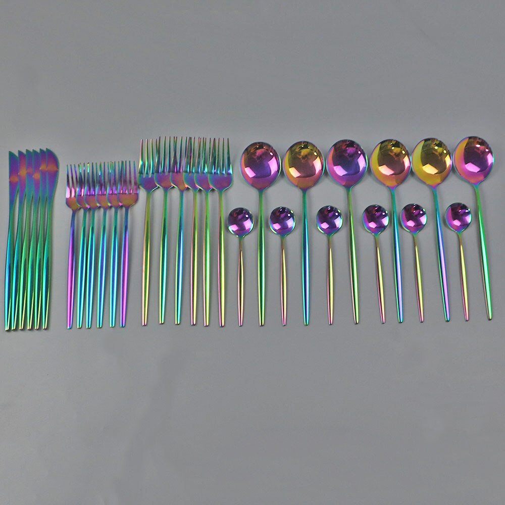 30 st svart guld servis set 18/10 rostfritt stål porslin bestick set enkel middag kniv gaffel sked cutler