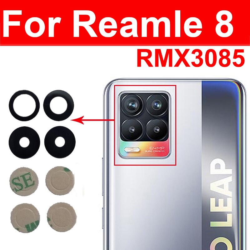 Terug Achteruitrijcamera Glas Lens Voor Oppo Realme 7 8 Pro 7i 8i 8S Global 5G Achteruitrijcamera lens Voor Realme 7pro 8pro Met Sticker Reparatie: ForRealme 8