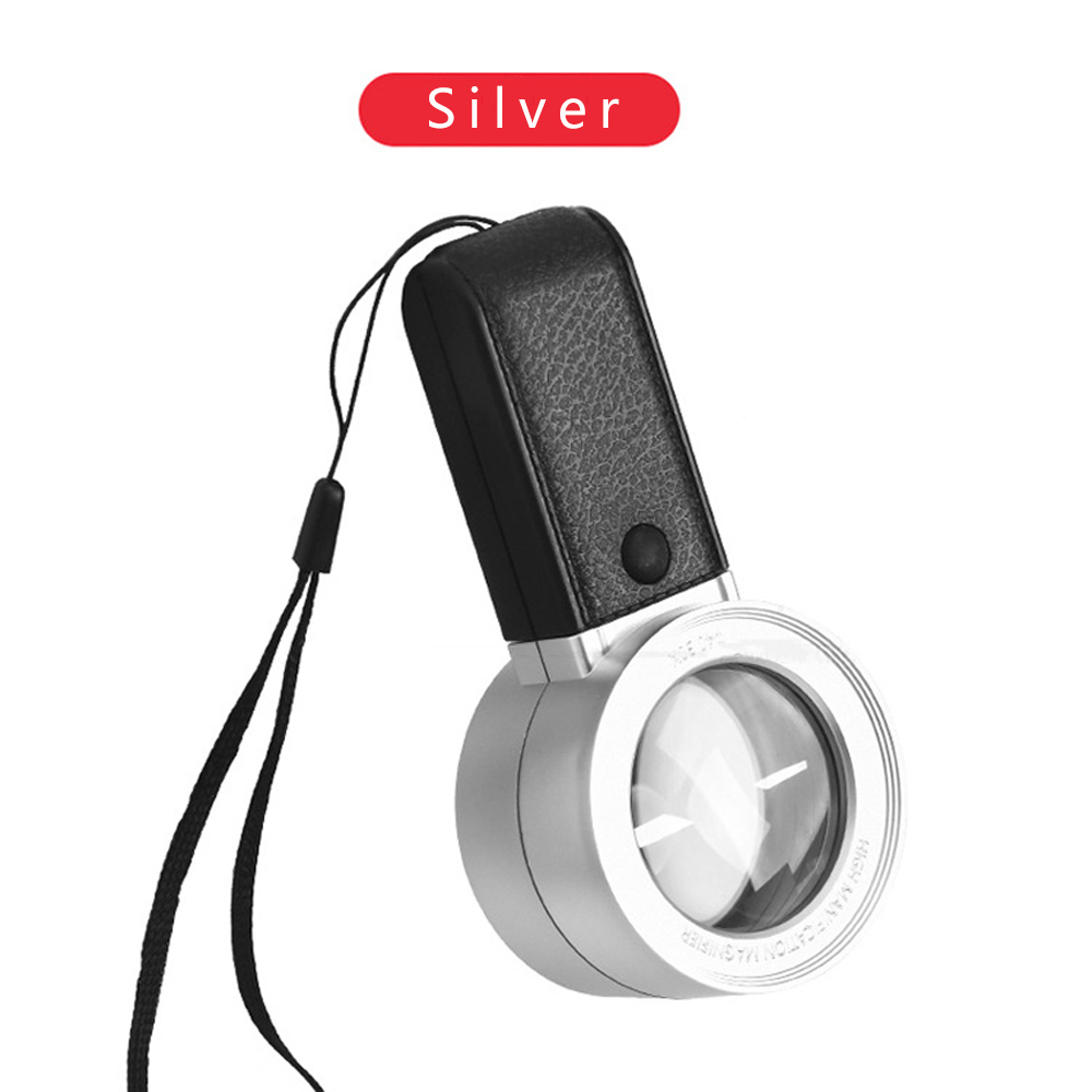 30X Vergrootglas Met Professionele LED Licht Dubbellaags Optische Bril Lens Handheld Loep Vergrootglas Voor Sieraden lupa: Zilver