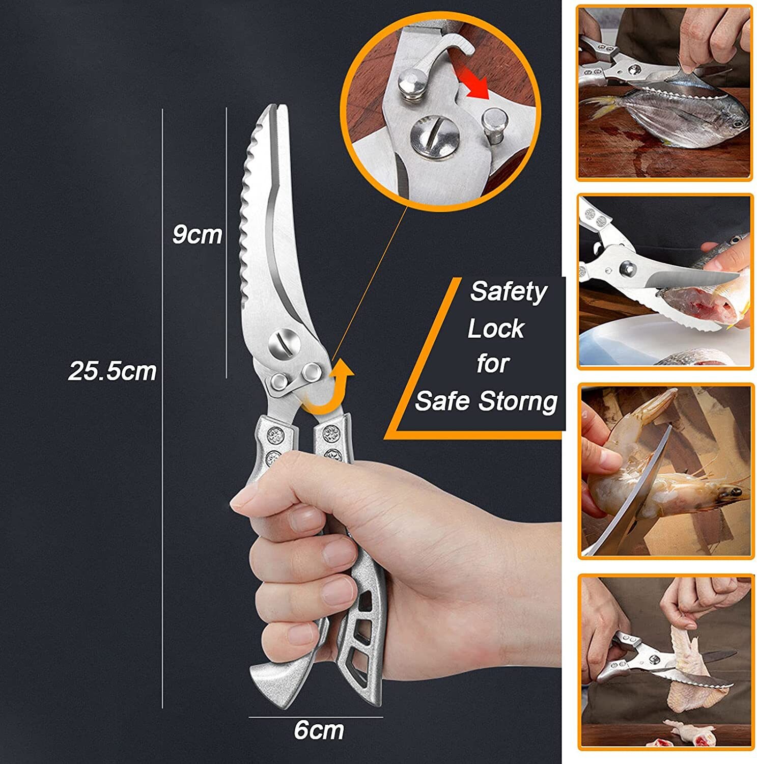 Keuken Schaar Kip Bone Keuken Scharen, Eend Vis Cutter 4Cr Roestvrij Staal Vis Schaar Schaal Schoon Kok Schaar Mes