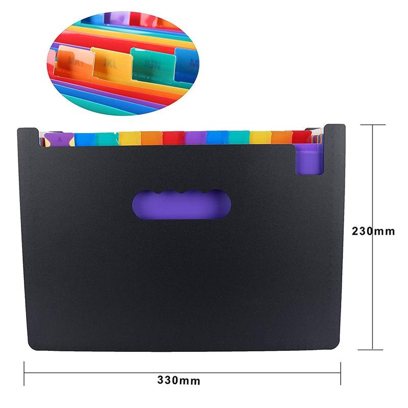 24 Pockets Expanding File Folder Large Space A4 Filing Folders Box File Business Home Office Document Accordion File St