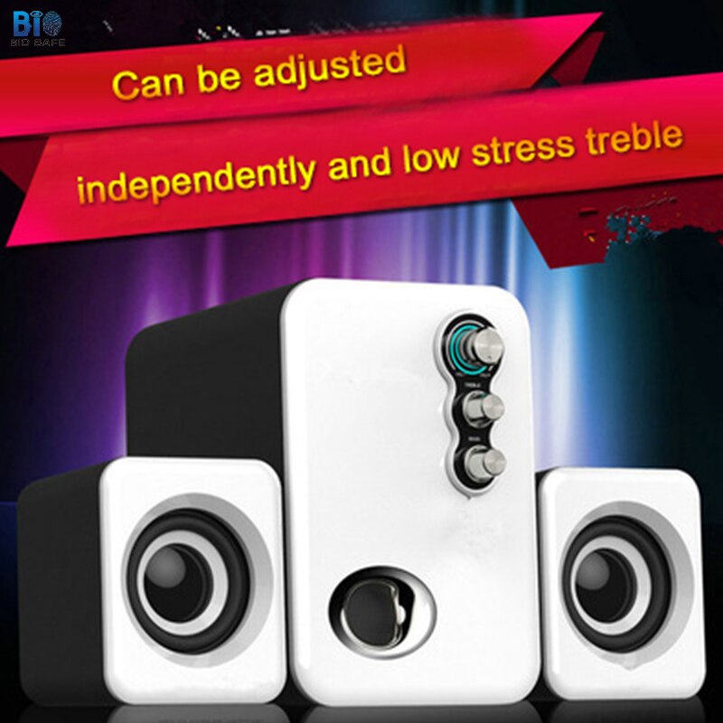 [Bio Speakers]Wired Laptop Computer Speakers Music Player Mini Channel 2.1 Stereo Bass Treble USB Wired Speaker For Computer